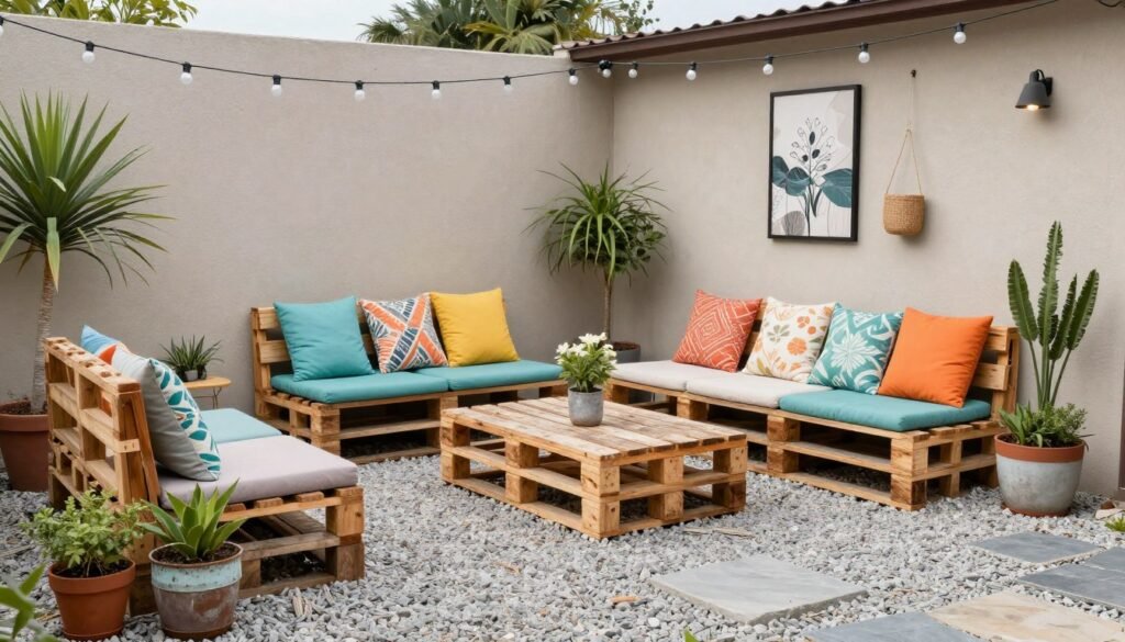 attractive budget-friendly patio with DIY elements