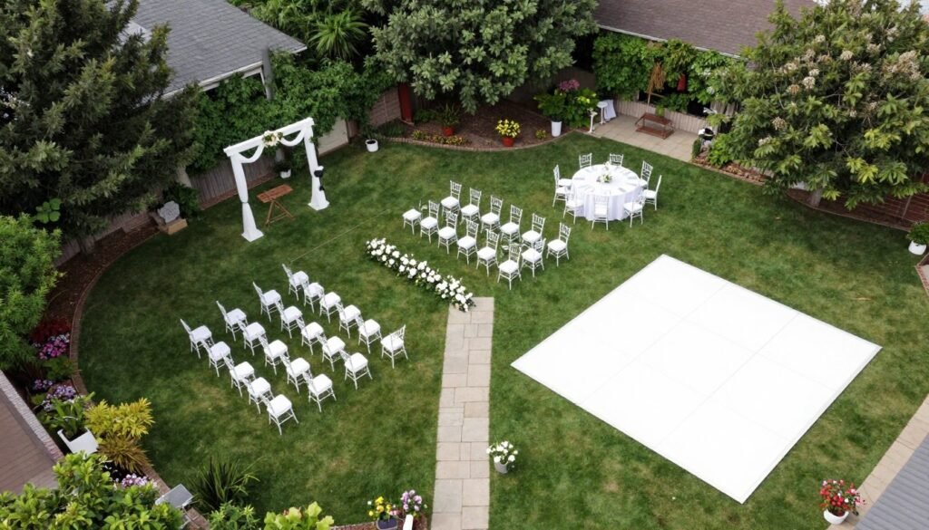 backyard space layout for wedding ceremony planning