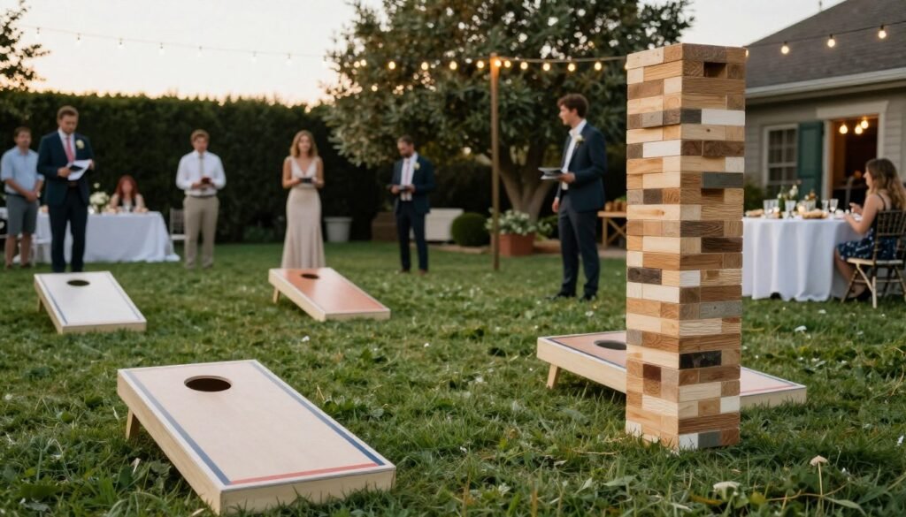 backyard wedding games and entertainment setup