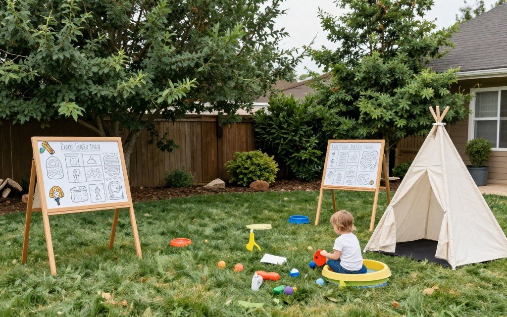 backyard wedding kids activity area and entertainment zone