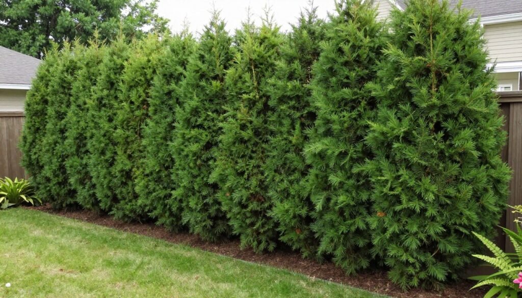 backyard with natural privacy hedge screening