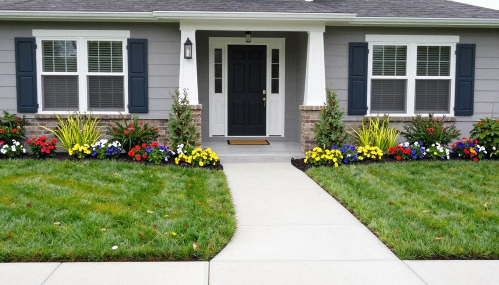 beautiful front yard landscape enhancing curb appeal and home value
