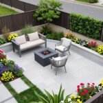 beautiful small backyard landscaping with cozy seating area and lush garden beds