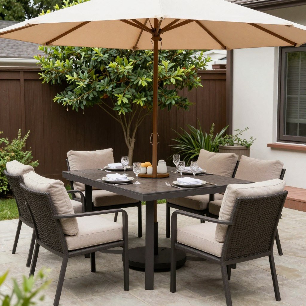 casual outdoor dining setup on patio