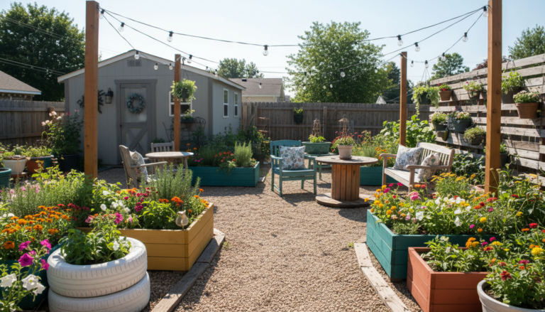 cheap backyard ideas featuring colorful DIY garden projects and budget outdoor decor