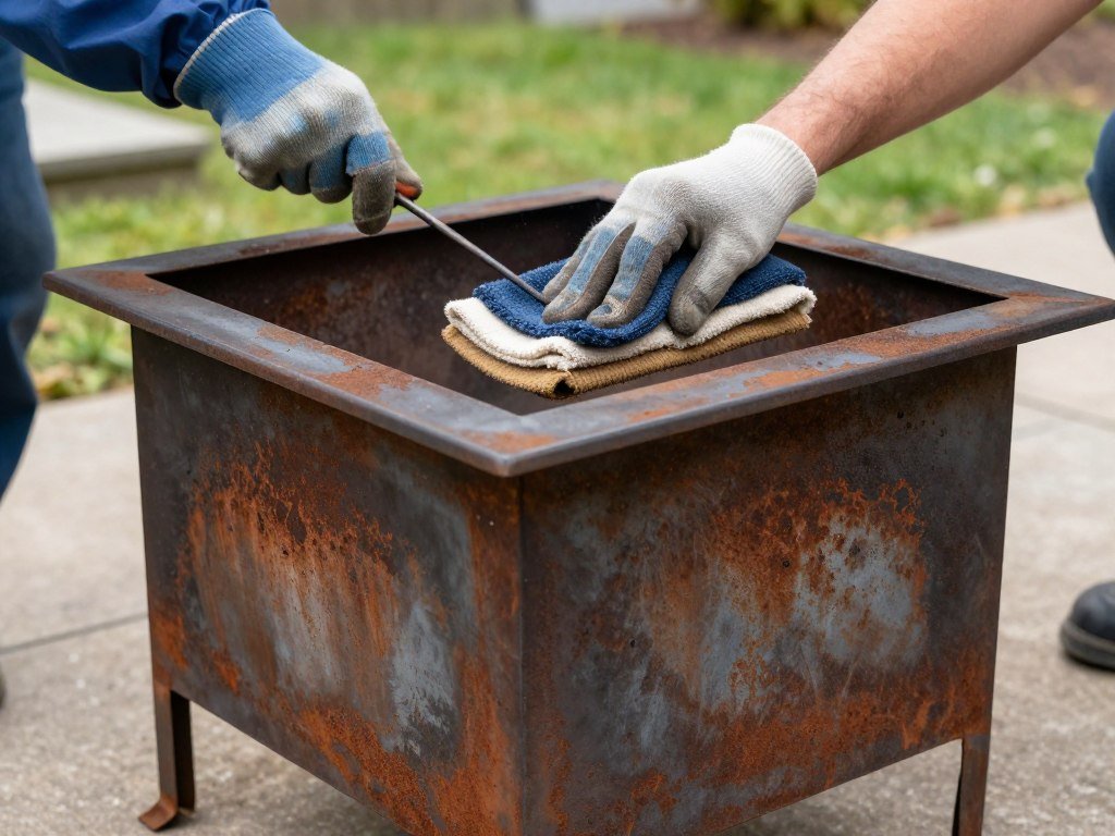cleaning metal fire pit