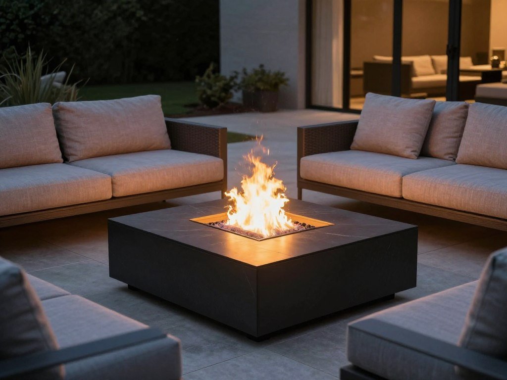 coffee table height fire pit for lounge seating
