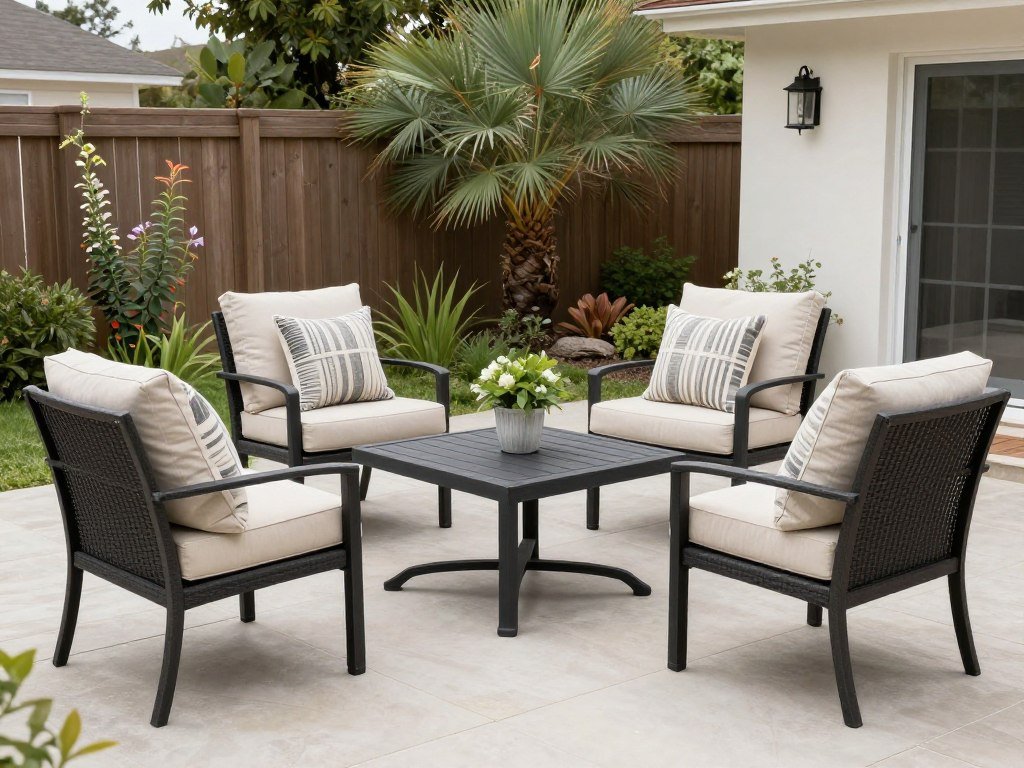 comfortable outdoor seating with cushioned chairs around table