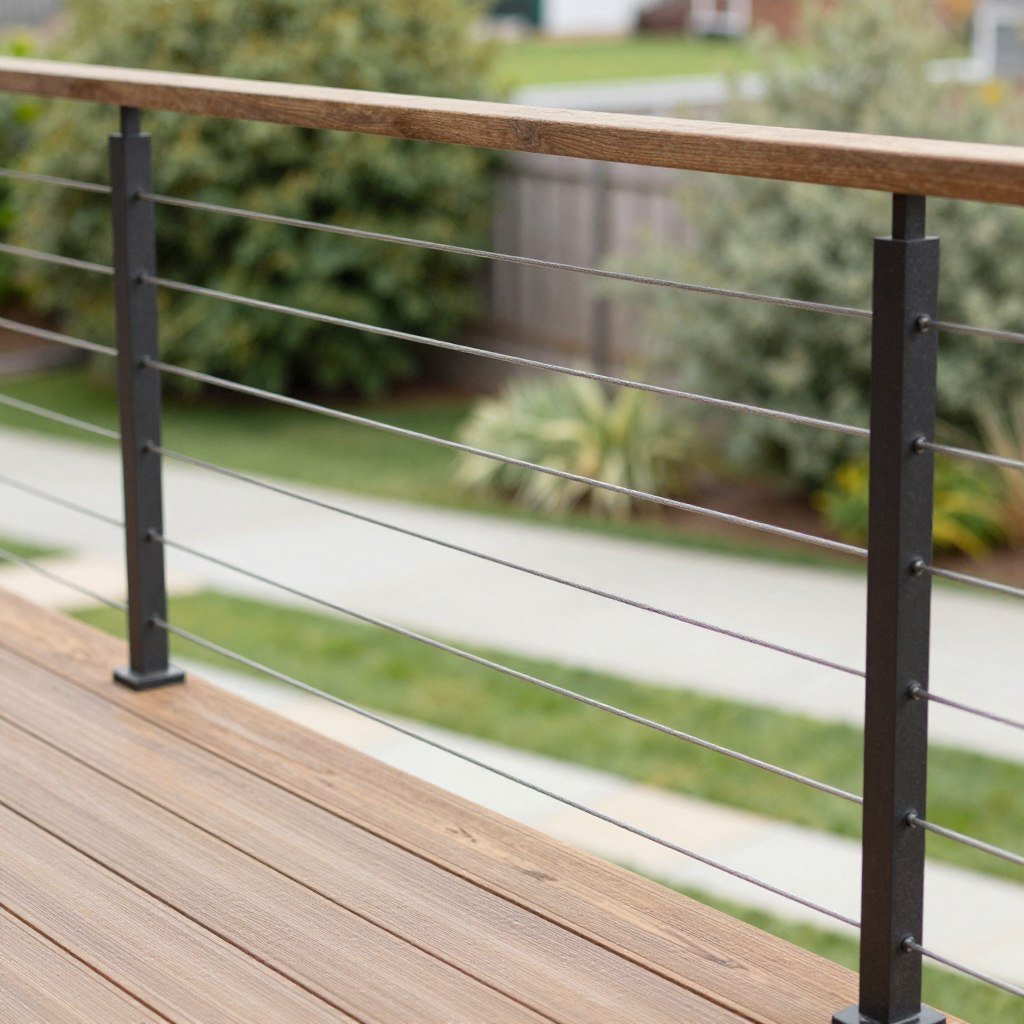 deck with cable railing system maintaining open views