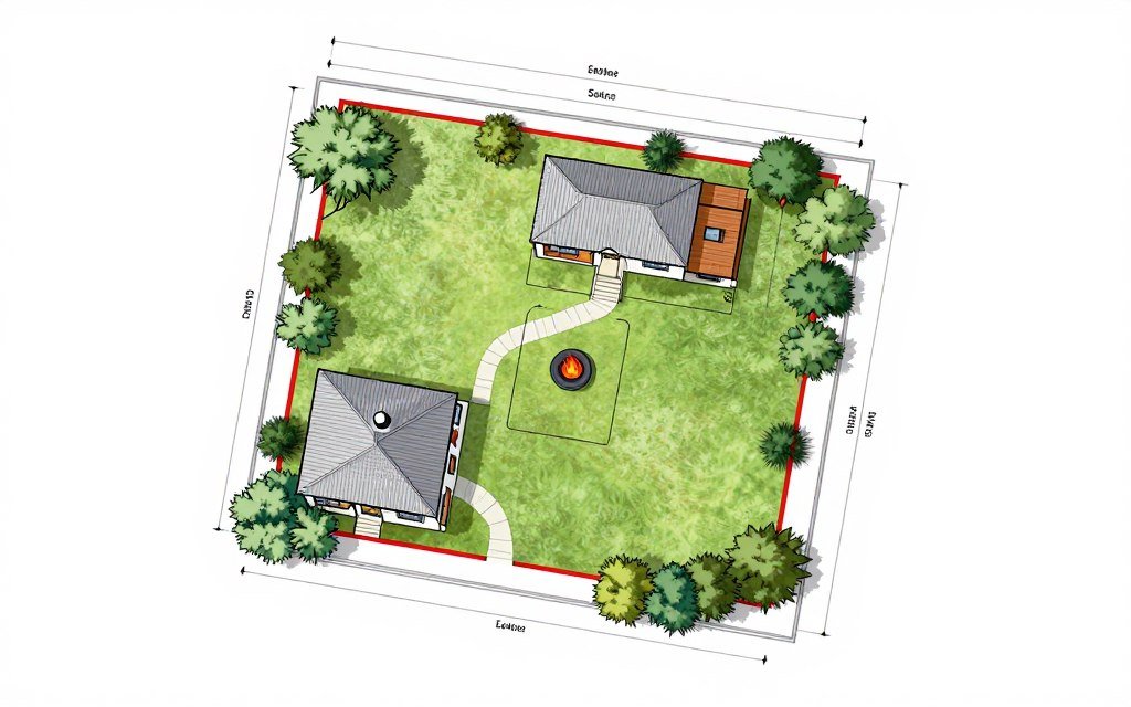 diagram showing property setback requirements for fire pit placement