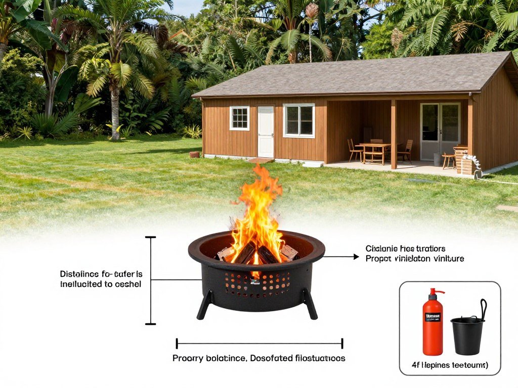 fire pit installation showing proper safety clearances and setup