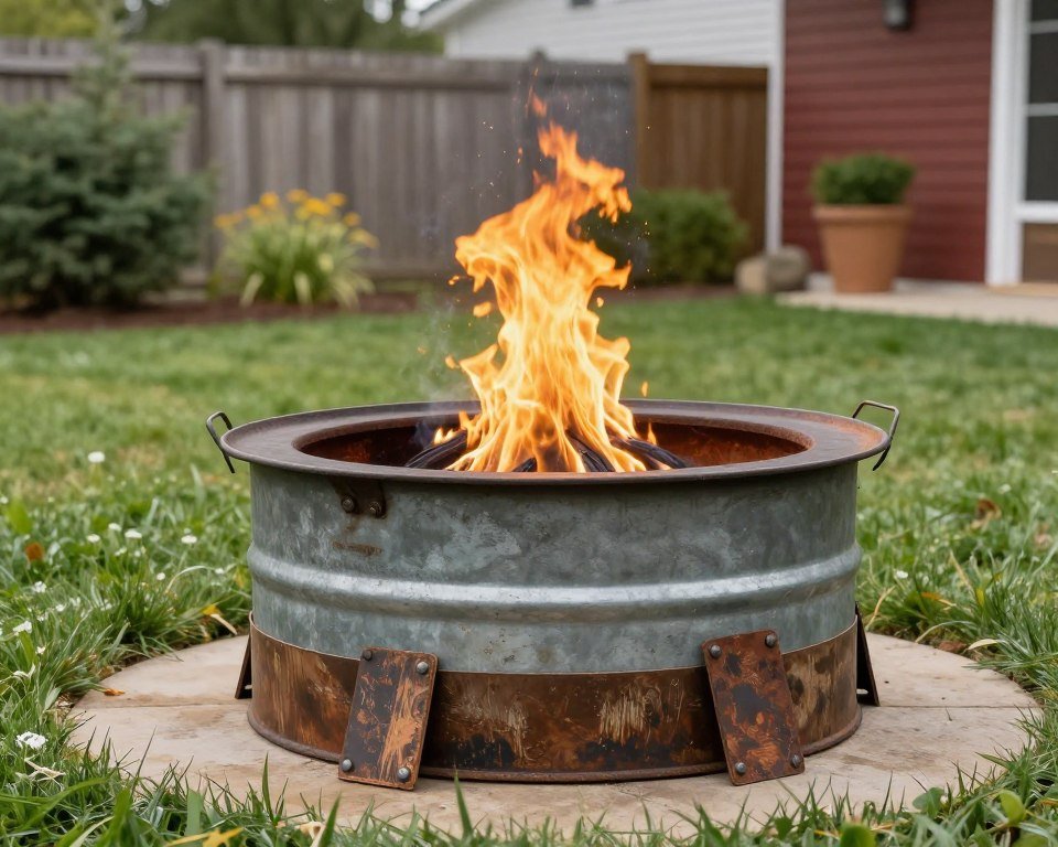 fire pit made from repurposed materials
