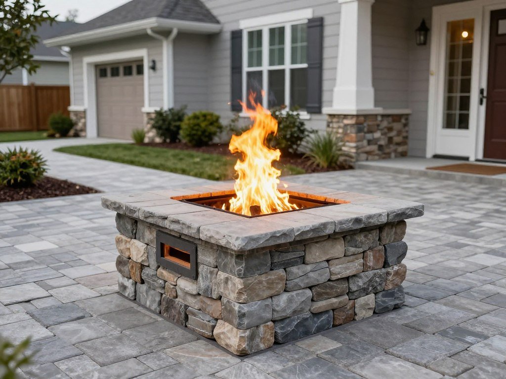 fire pit matching home patio materials