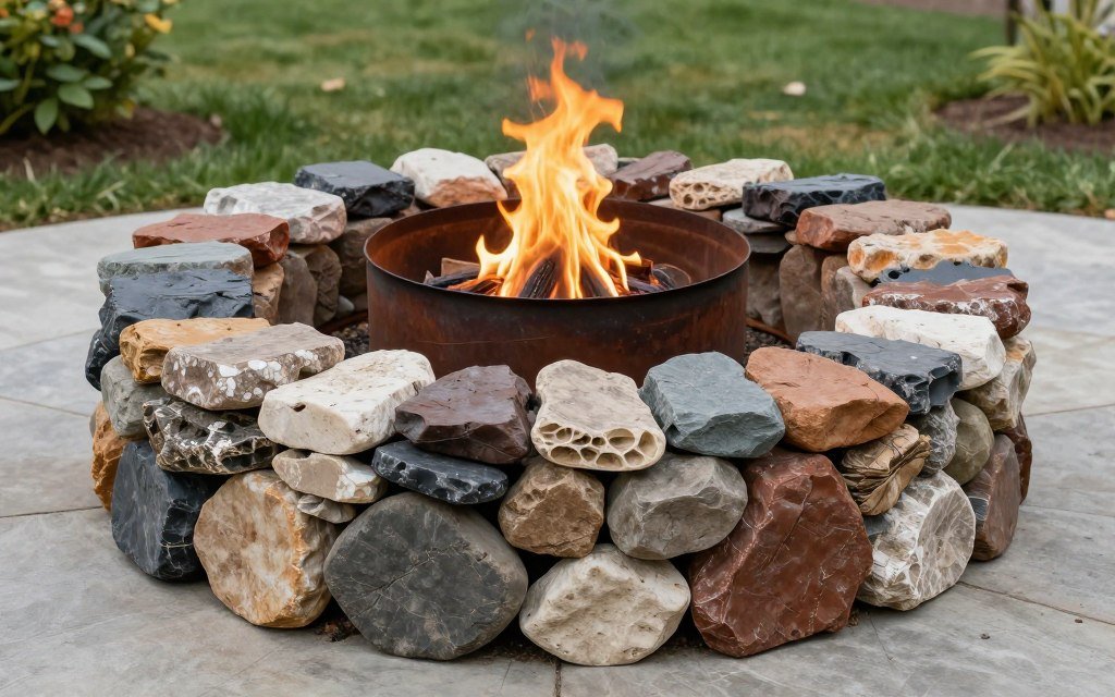 fire pit using reclaimed and recycled materials
