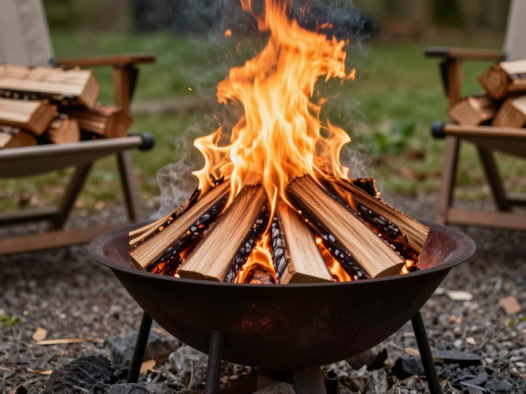 fire pit using sustainably sourced wood