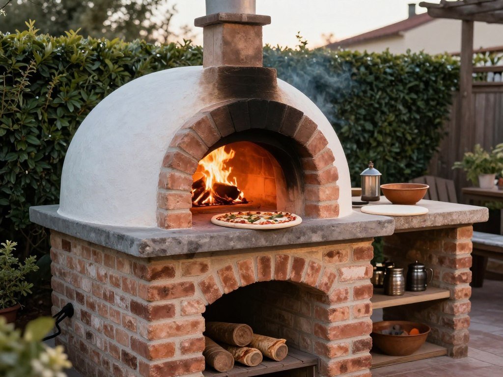 fire pit with attached pizza oven dome