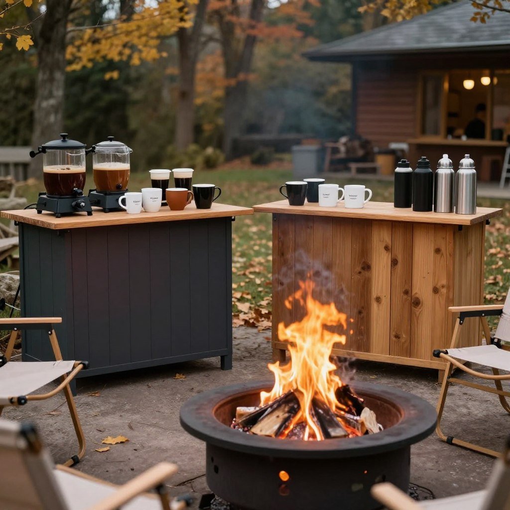 fire pit with hot beverage station