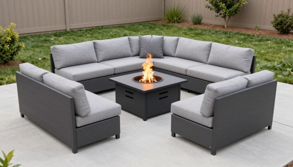 fire pit with modular sectional seating