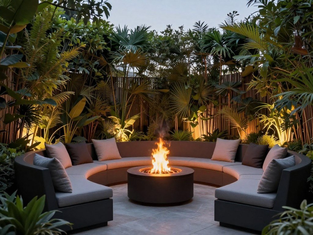 fire pit with privacy screening