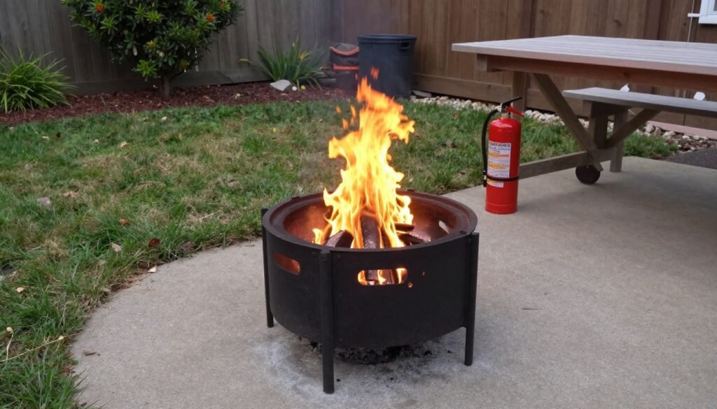 fire pit with proper clearance from structures