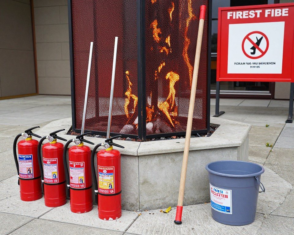 fire safety equipment near fire pit