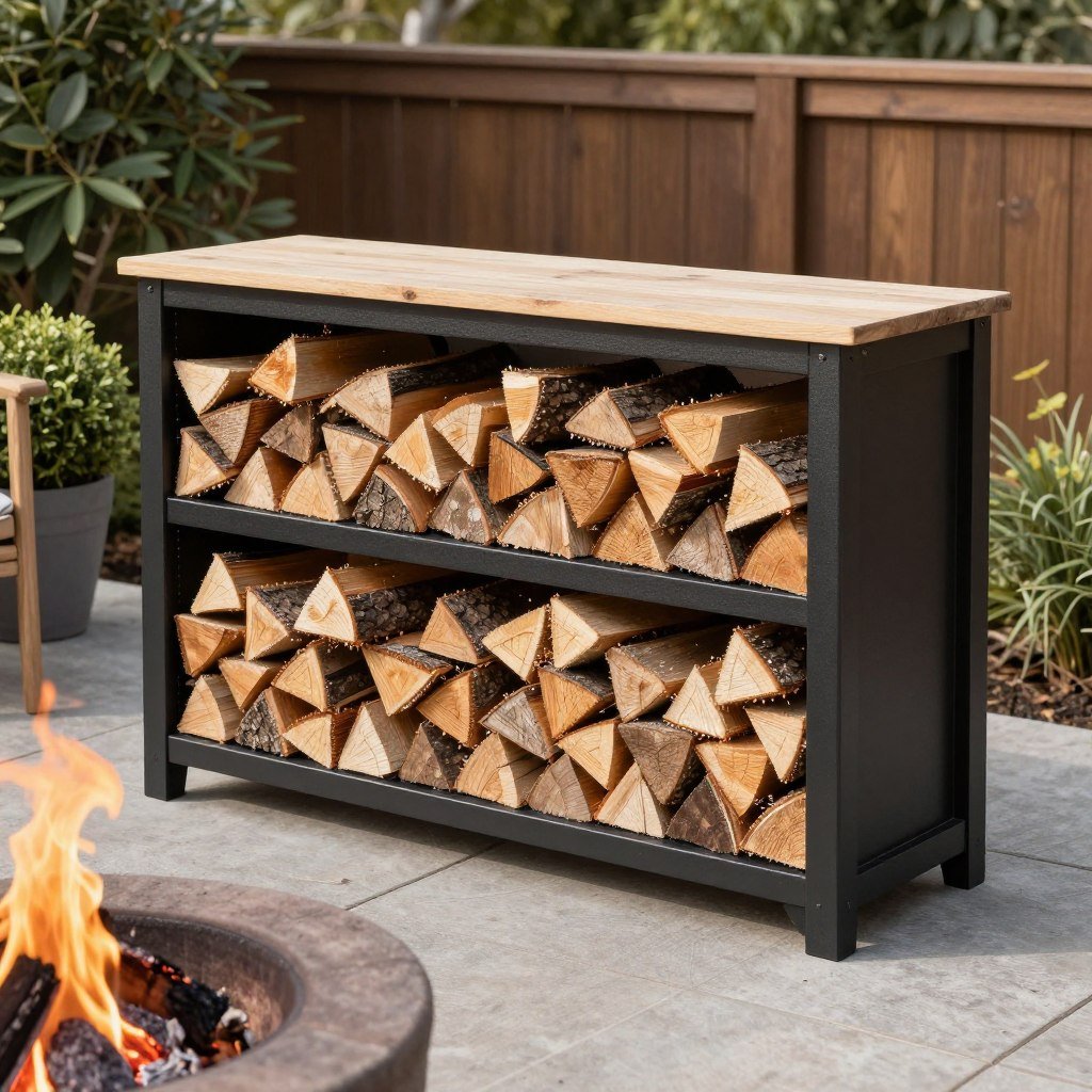 firewood storage near fire pit