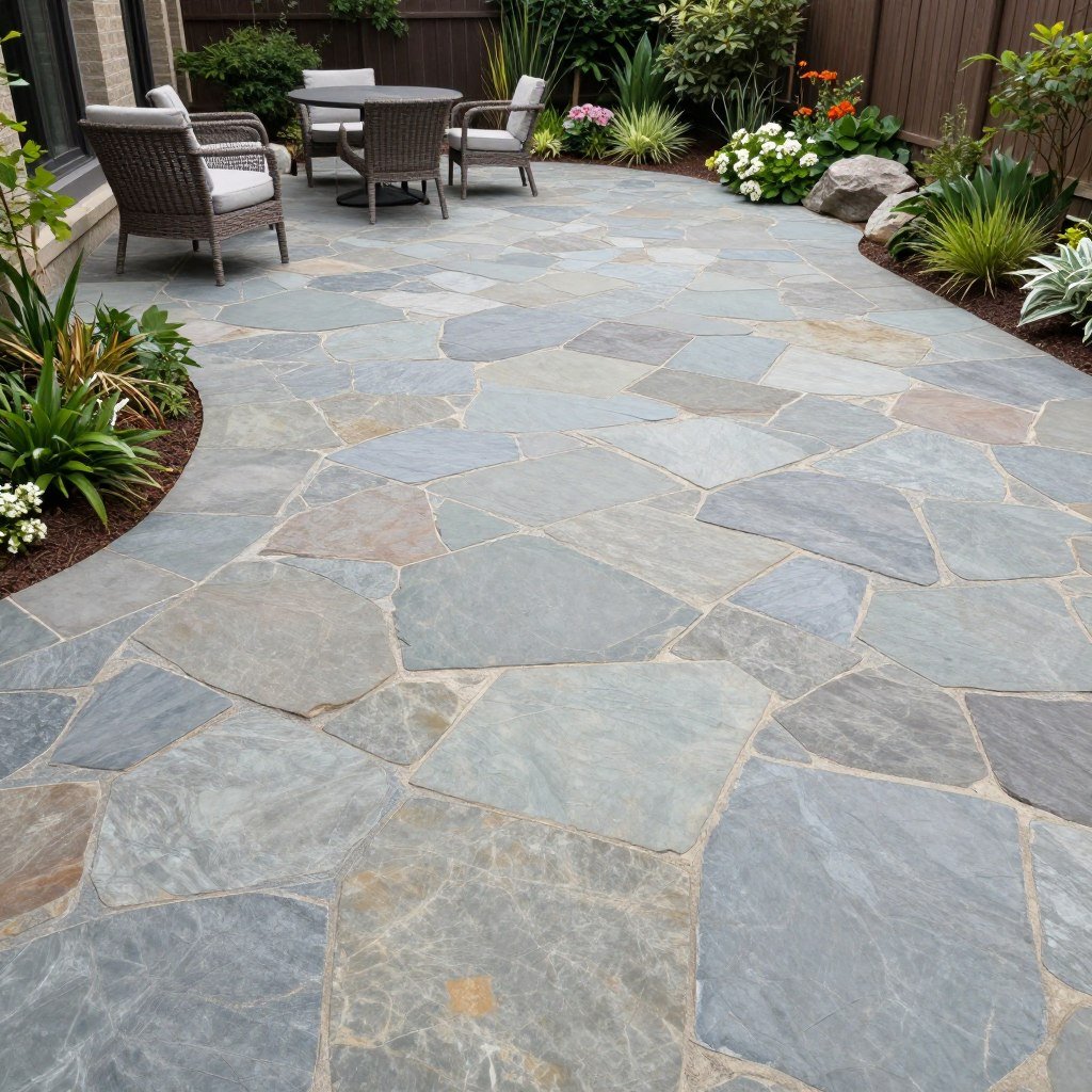 flagstone patio with irregular stone pattern