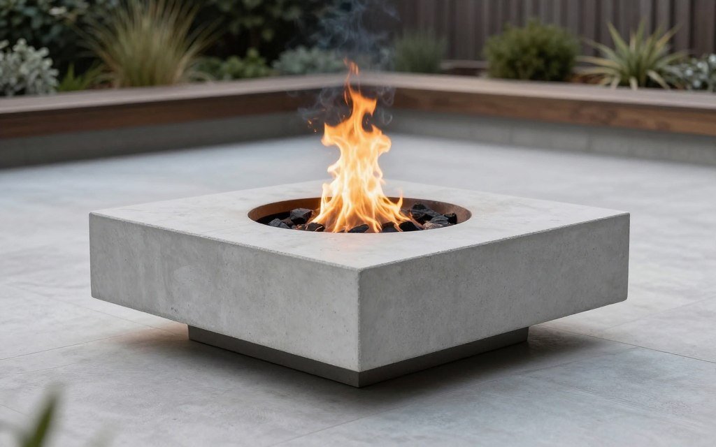 floating concrete fire pit design