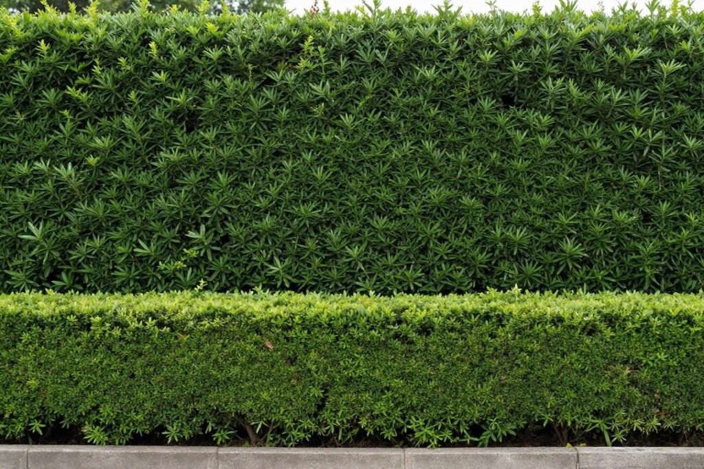 formal hedge border along property line