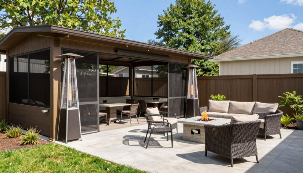 four-season patio with adaptable features