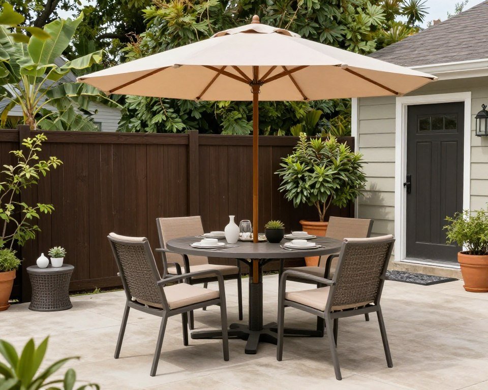 fully furnished patio with complete setup