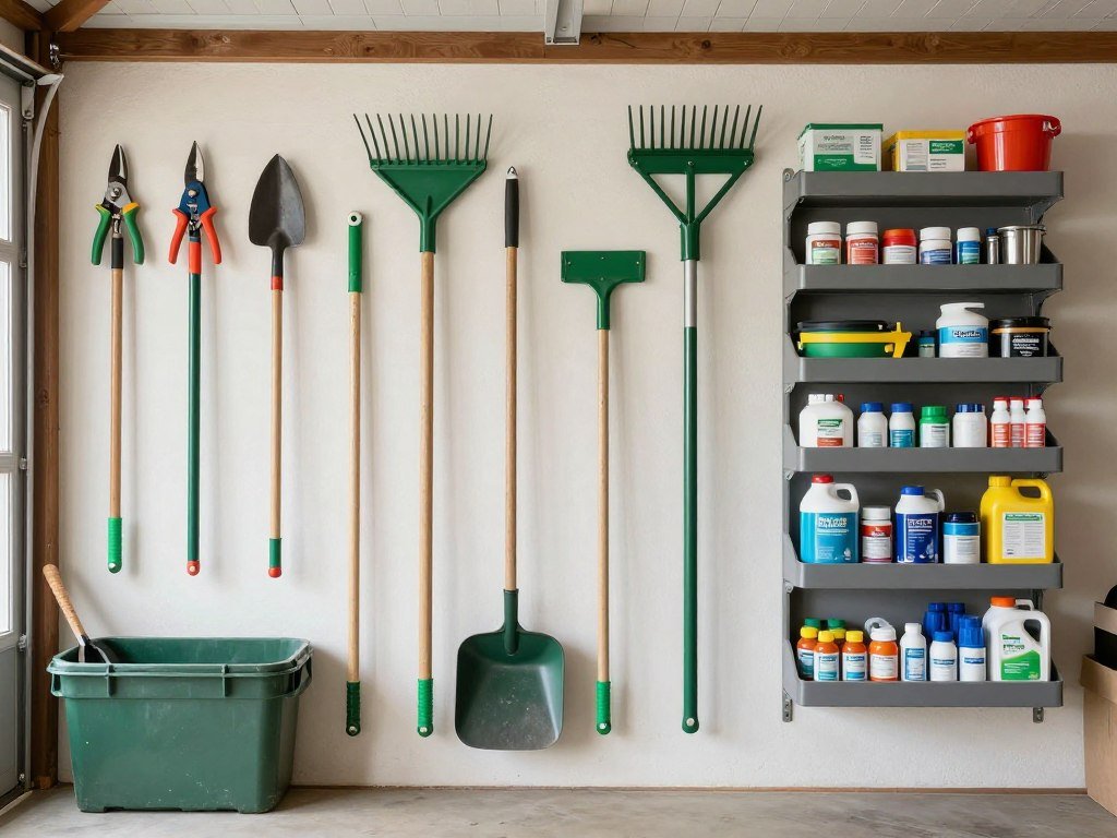 garden maintenance tools organized and ready for seasonal tasks
