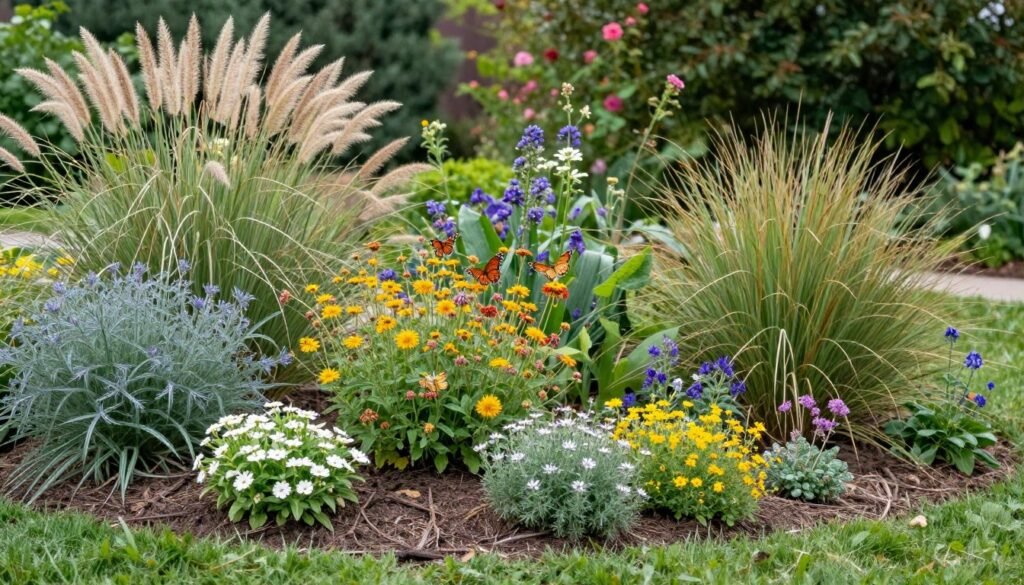 garden with native plants and wildflowers