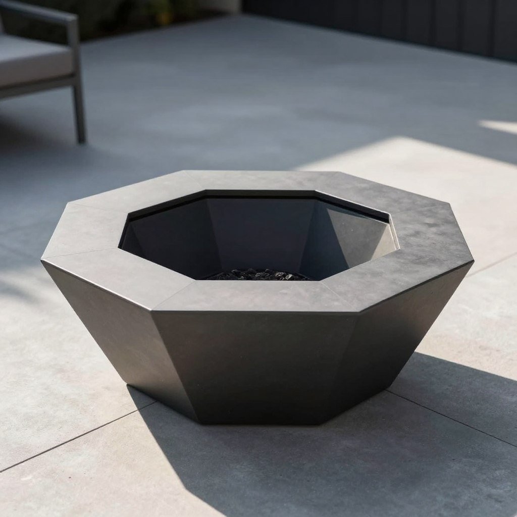 geometric fire bowl with angular contemporary design