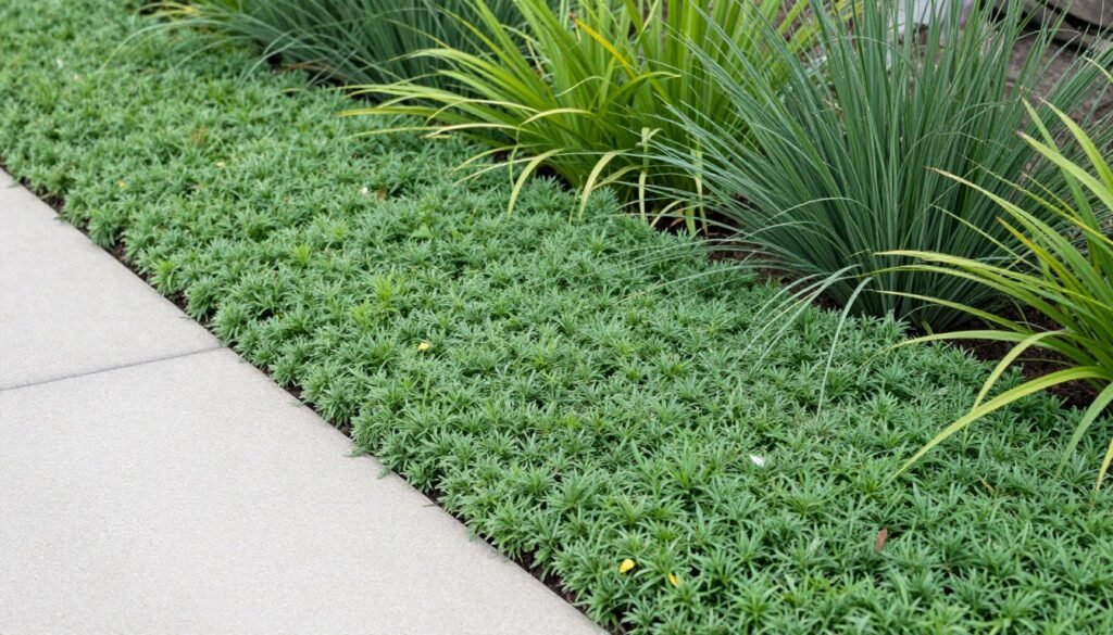 ground cover plants along pathway border