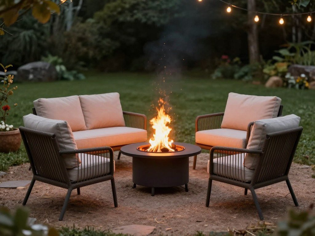 intimate two-person seating at small fire pit