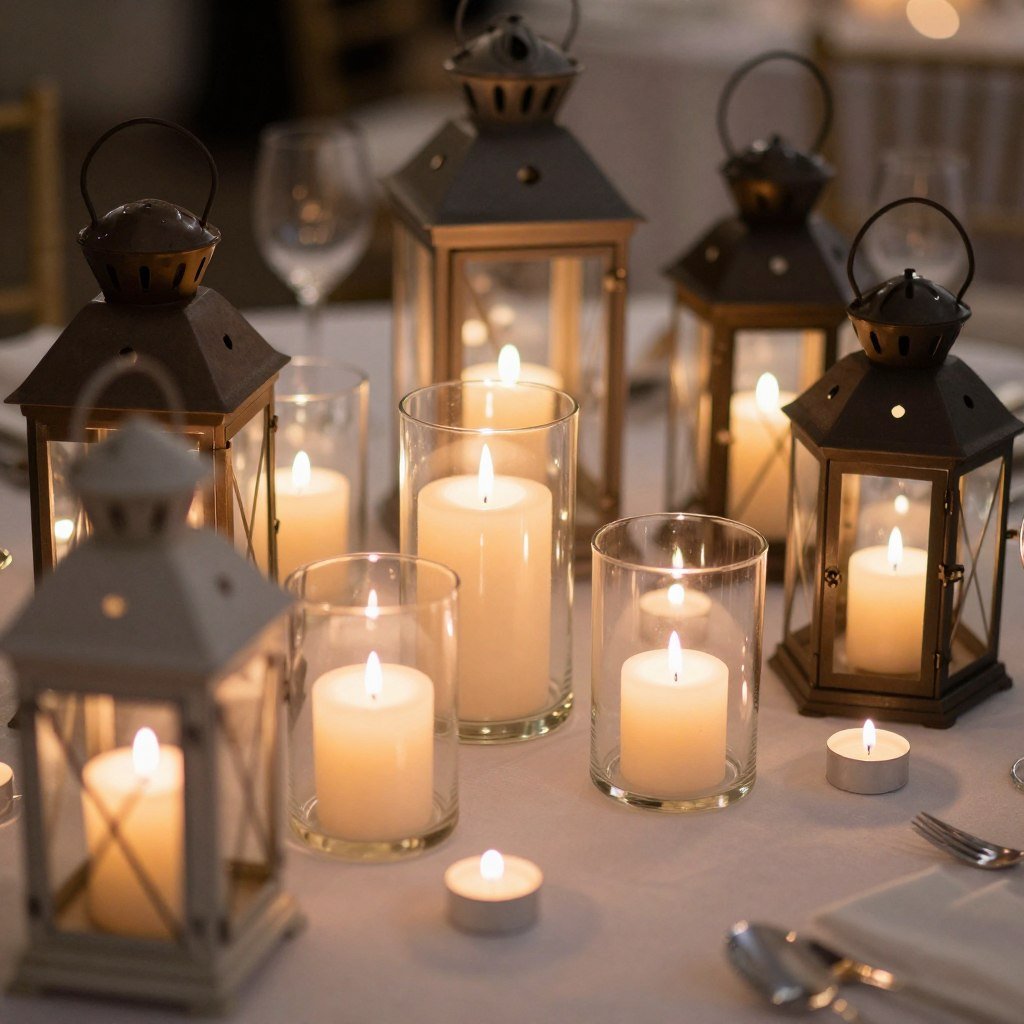 lanterns and candles providing romantic lighting for backyard wedding tables lanterns and candles providing romantic lighting for backyard wedding tables