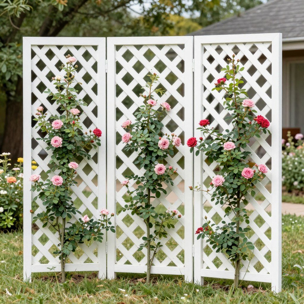 lattice panels with climbing roses