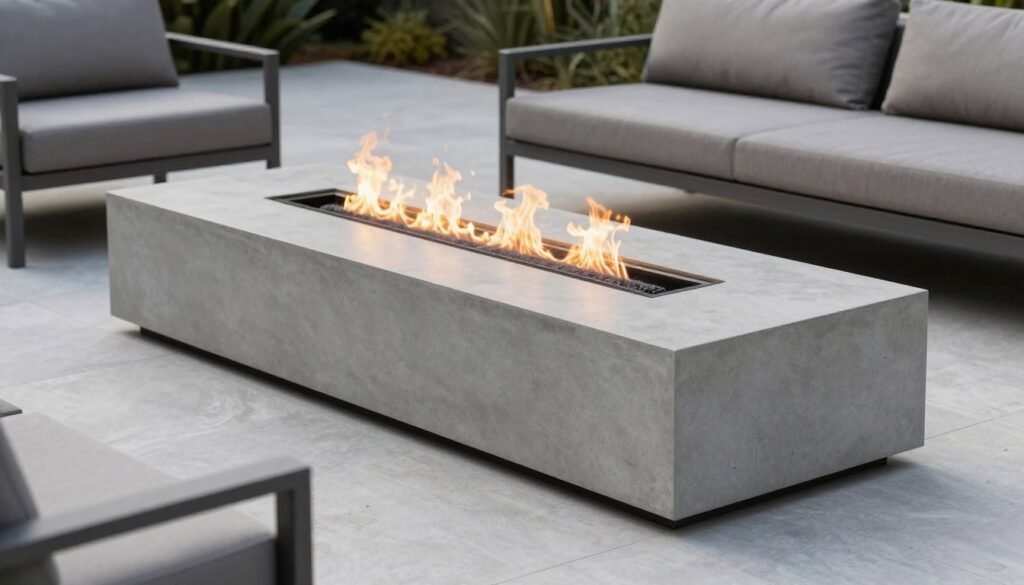 linear modern fire pit with minimalist design