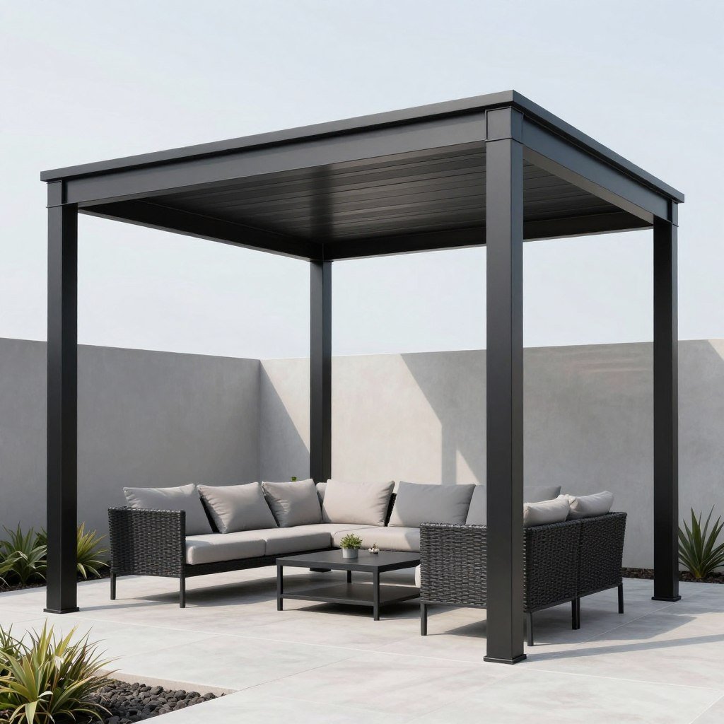 modern aluminum pergola with clean lines