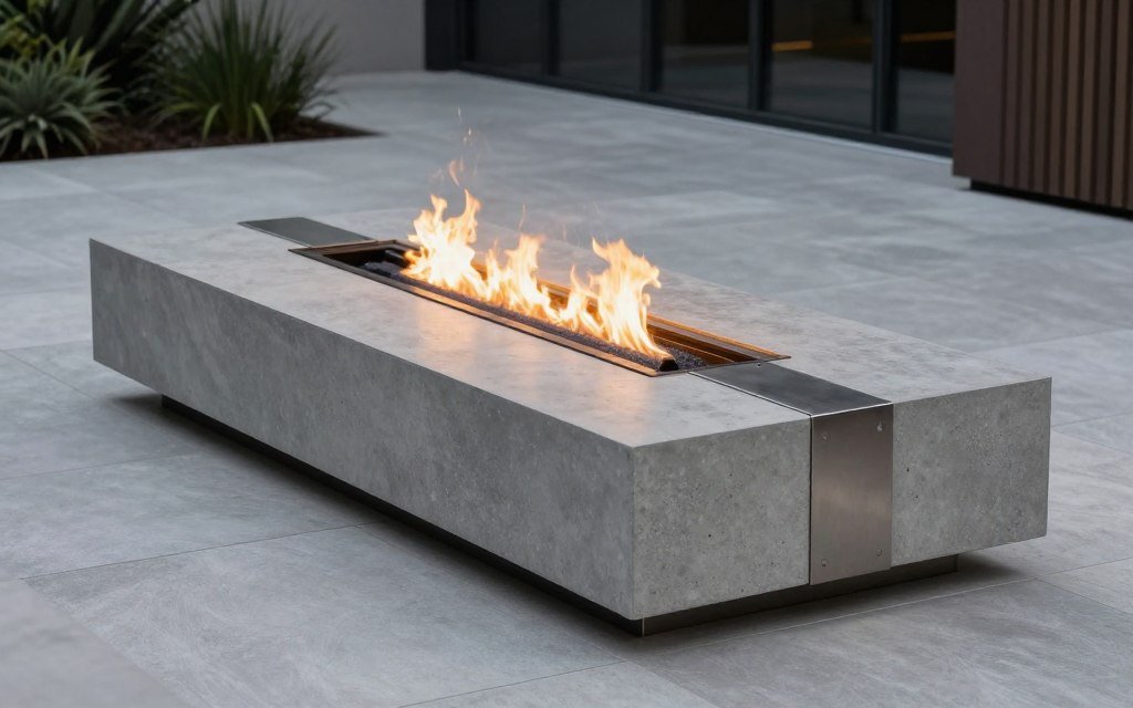 modern fire pit with contemporary design and clean lines