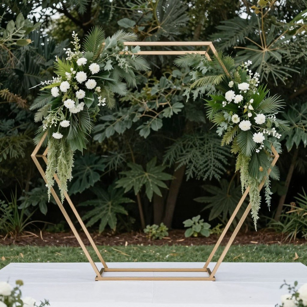 modern geometric wedding ceremony backdrop structure