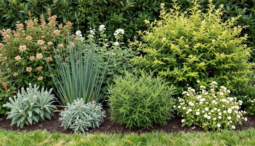 native shrub border with mixed plantings
