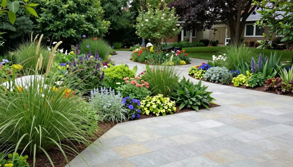 patio integrated with beautiful landscape design