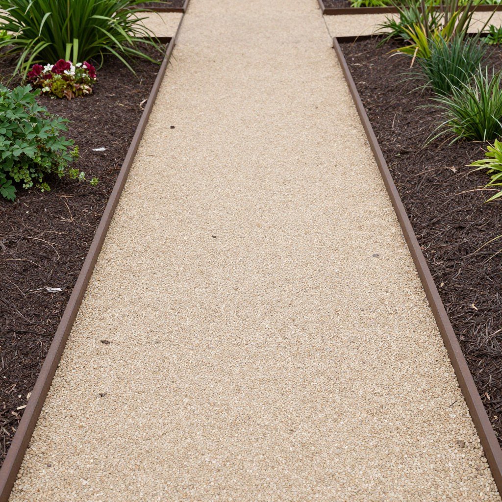 pea gravel garden path with border
