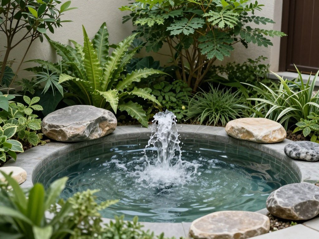 peaceful backyard water feature fountain surrounded by plants peaceful backyard water feature fountain surrounded by plants