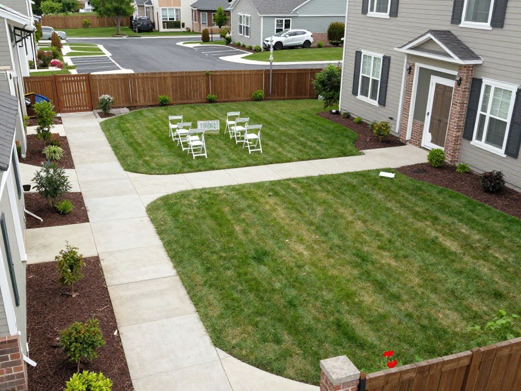 residential backyard prepared for wedding event with proper setup