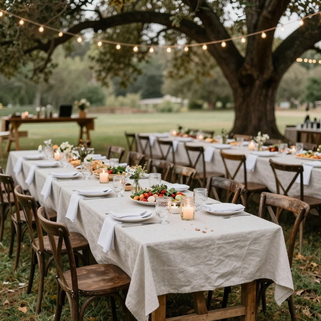 rustic backyard wedding reception with farm tables and Italian food rustic backyard wedding reception with farm tables and Italian food