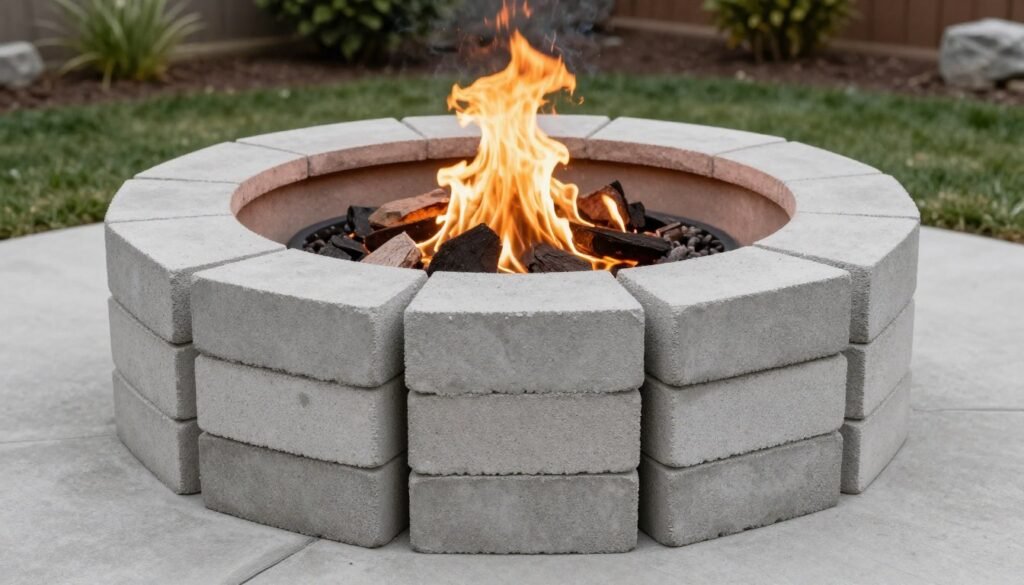 simple concrete block fire pit