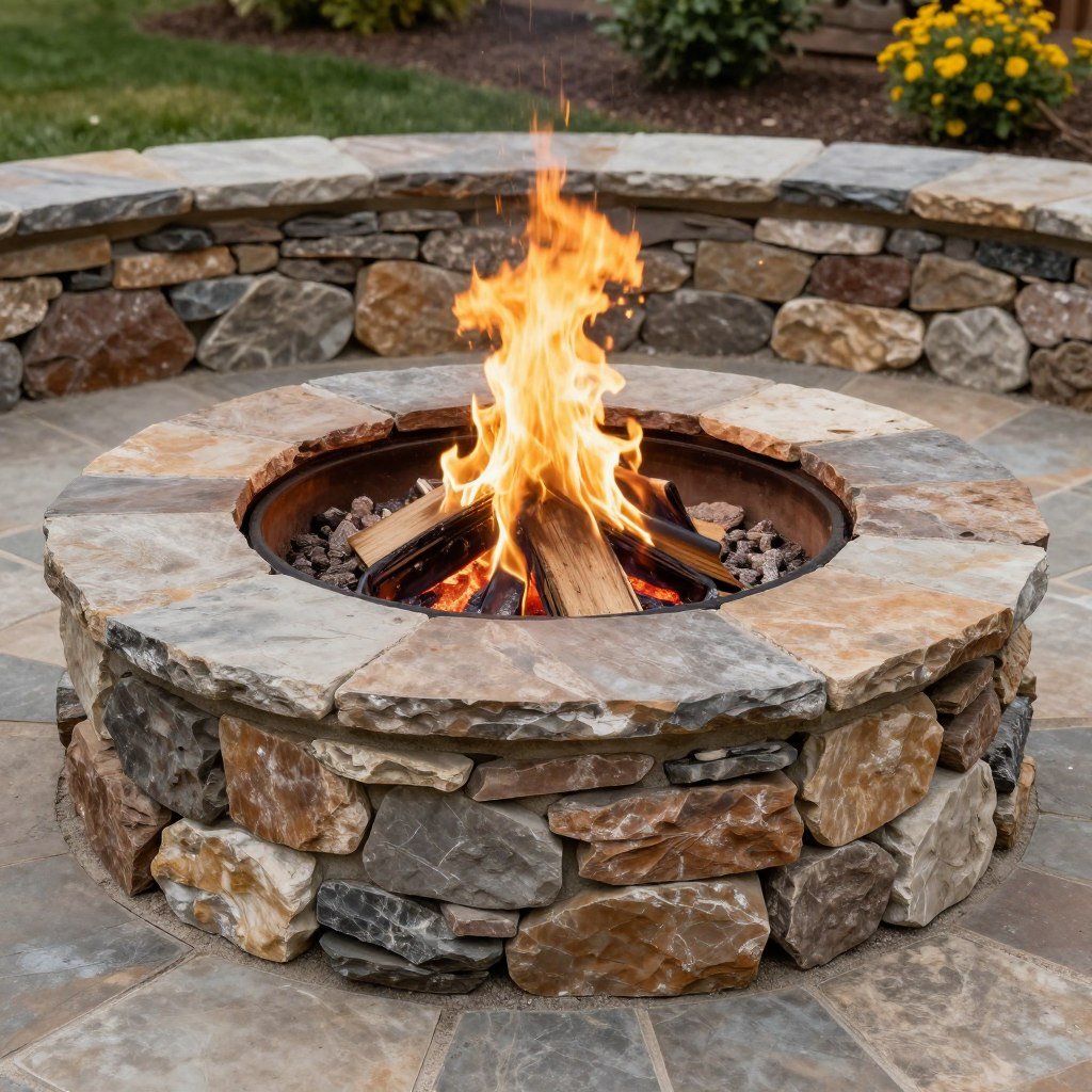 simple stone fire pit using local materials